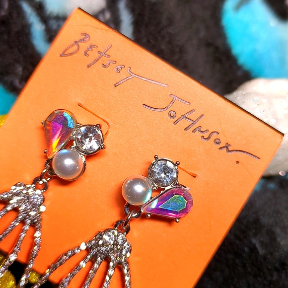 BETSEY JOHNSON BEJEWELED SKELETON WITCH HANDS EARRINGS - Picture 3 of 8